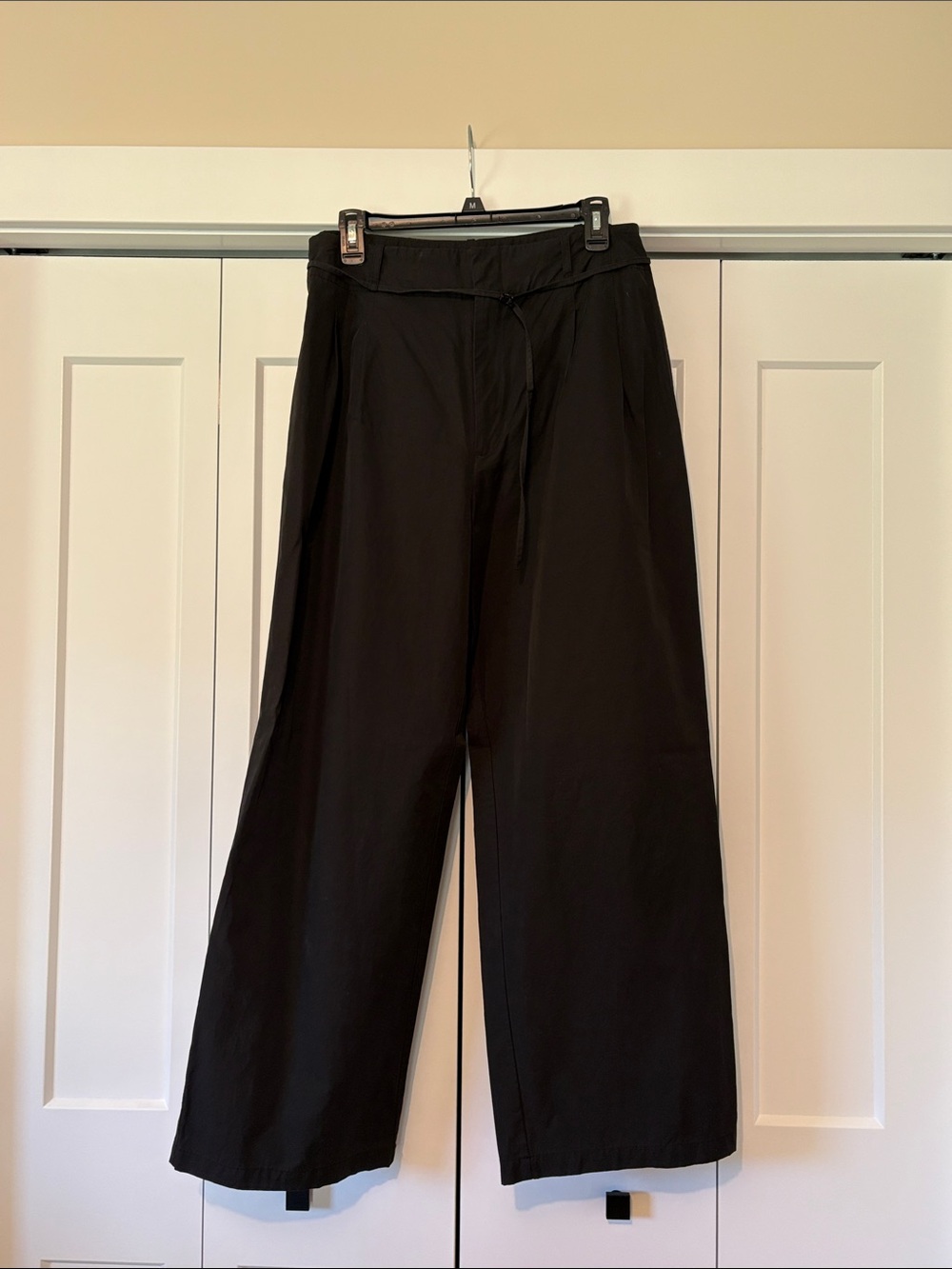 Calvin Klein Black Wide-Leg Drawstring Chinos